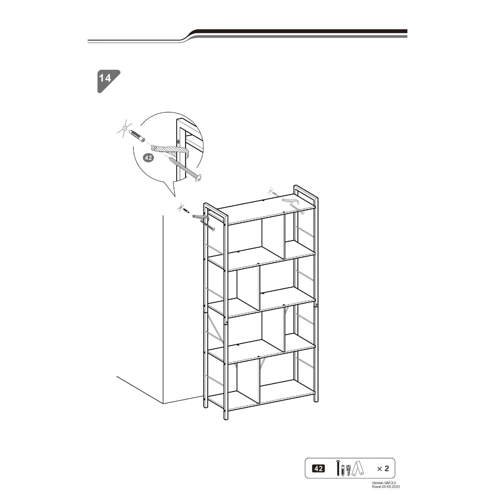 4 Tier Wood and Metal Bookcase with Crossbars Brown and Black By Casagear Home BM233143