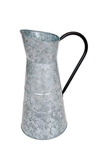 Classic Galvanized Metal Jug With Handle, Gray By Benzara