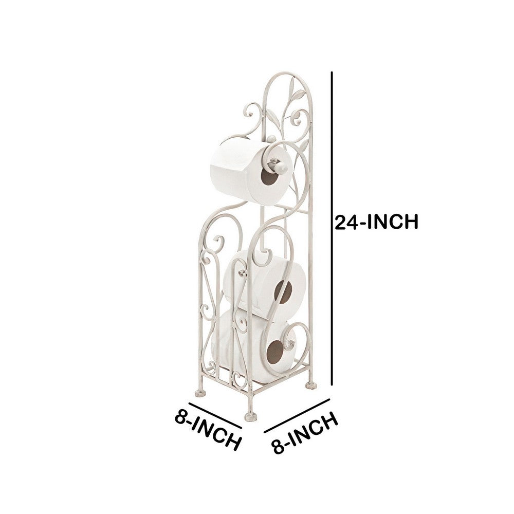 Noe Benzara Classic Free standing Metal Toilet Paper Holder, Off White