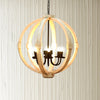 26 Inch 6 Light Vintage Orb Chandelier Mango Wood Frame Distressed White By Casagear Home ABH-36407