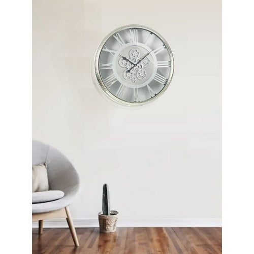 Wall Clock | Sleek Minimalist Design | 16 x 16 | Metallic Gray
