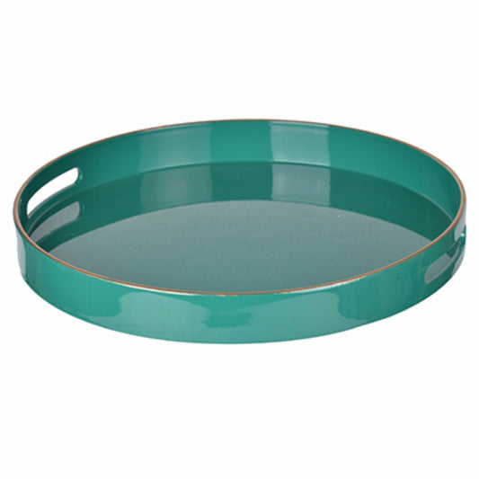 Mimosa Round Tray With Cutout Handles, Green By Casagear Home