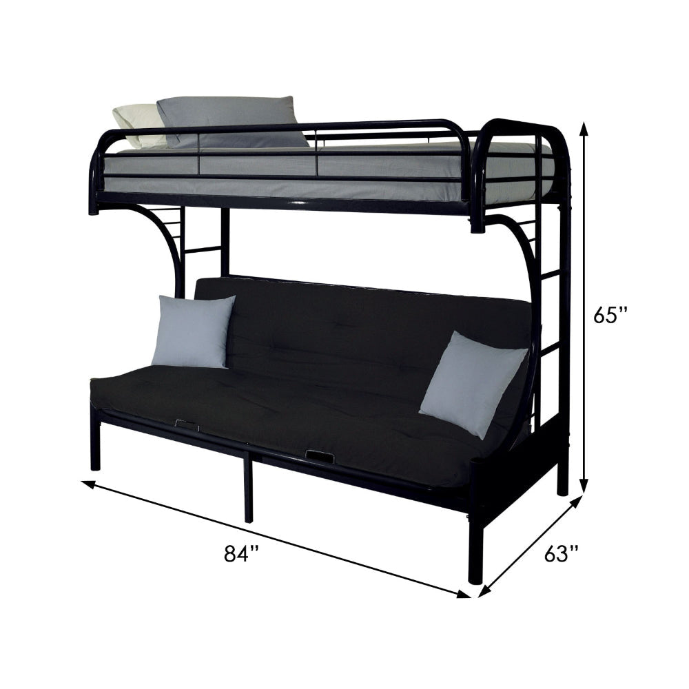 Eclipse Twin Xl Over Queen Futon Metal Bunk Bed with Guardrails Black AMF-02093BK