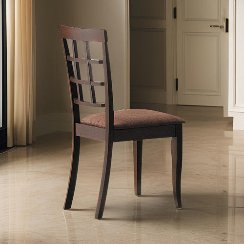 Open Grid Back Side Chair Set of 2 | Espresso Brown