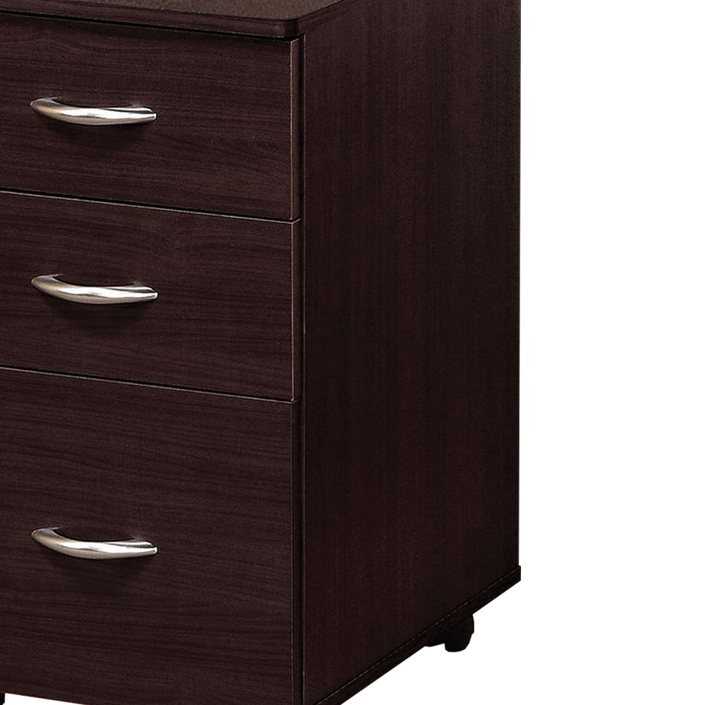Marlow File Cabinet With 3 Drawers, Espresso Brown
