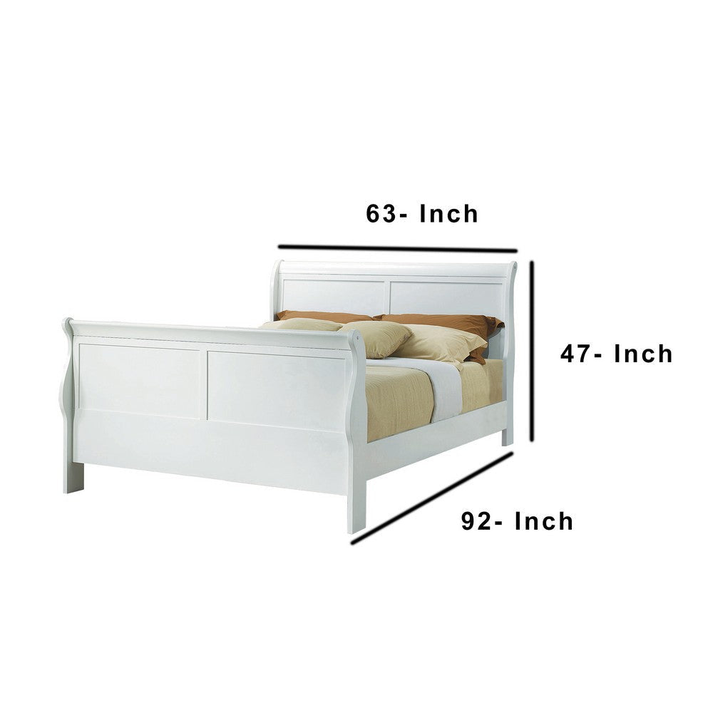Naima Queen Bed | Sleigh Headboard | White Finish AMF-24500Q