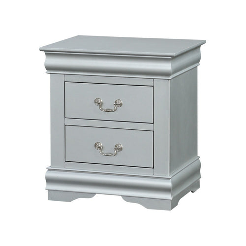 Gray Nightstand | 2 Drawers | Traditional Style | Bracket Base