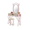 Contemporary Style Metal and Wood Vanity Set, White and Purple