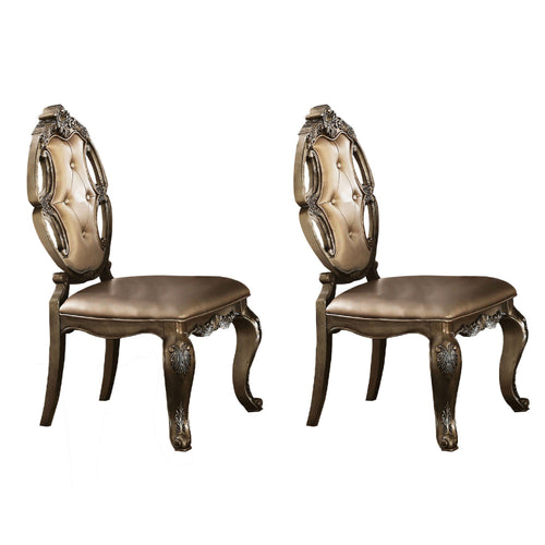 Lyla Dining Chair Set of 2 | 26" | Faux Leather | Champagne Gold
