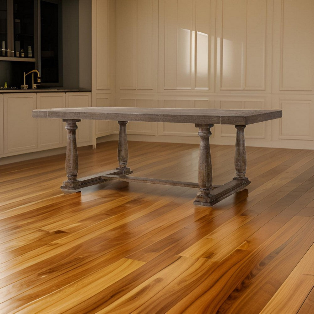 Traditional Style Wooden Dining Table with Rectangular Shape and Angled Legs Brown AMF-66185