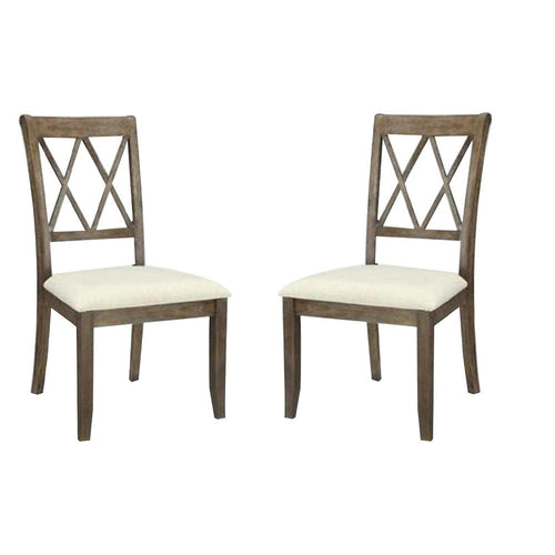 Clarence Dining Chair Set of 2 | Double X Back | Beige & Brown