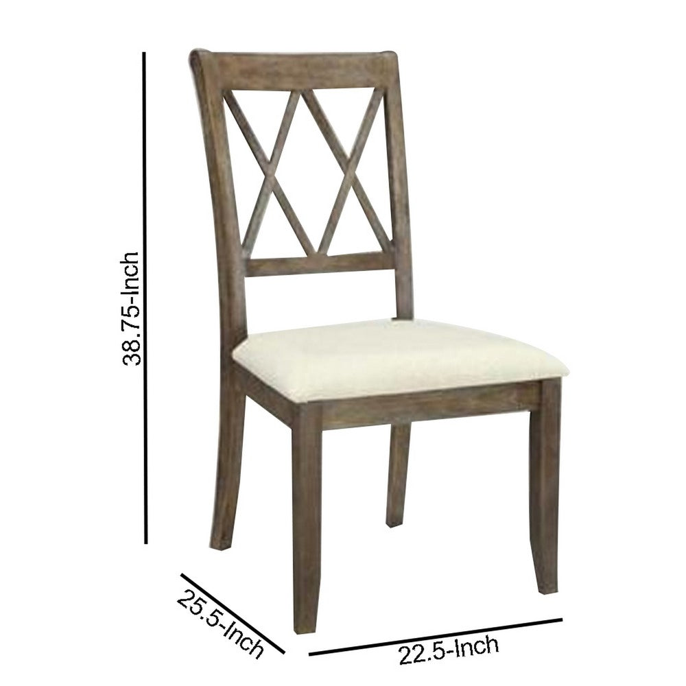 Clarence Dining Chair Set of 2 | Double X Back | Beige & Brown AMF-71717
