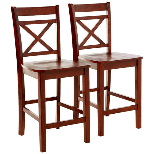 Clarence Counter Height Chair Set of 2 | Cross Back | Cherry Brown