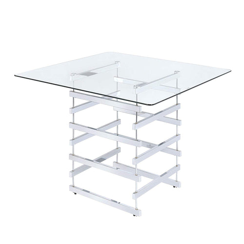 Nova Counter Height Table | Mirror Top | Architectural Metal Base | Chrome