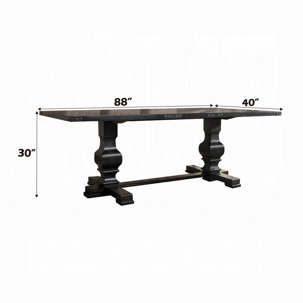 Clarence Dining Table | Rectangular Top | Double Pedestal | Vintage Black