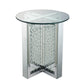23" Round Mirrored End Table with Glass Top, Silver By ACME