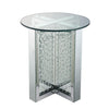 23" Round Mirrored End Table with Glass Top, Silver By ACME