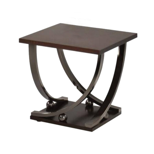 Nova End Table | Wood & Metal | Sweeping Legs | Dark Walnut & Black