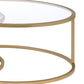 Nesting Coffee Tables with Glass and Marble Tops, Set of Two, Gold Frame - 81110