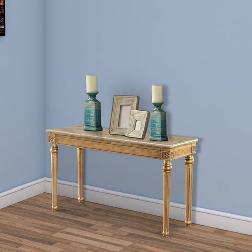 Clairmont Sofa Table | Marble Top | Fluted Turned Legs | Gold