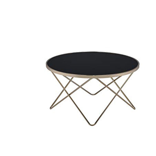 Nova Coffee Table | Black Glass Top | Metal Frame | Gold Finish