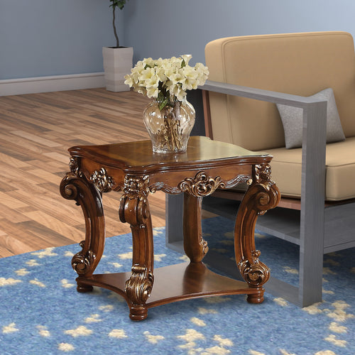 Clairmont End Table | Square Top | Scrolled Legs | Cherry Brown