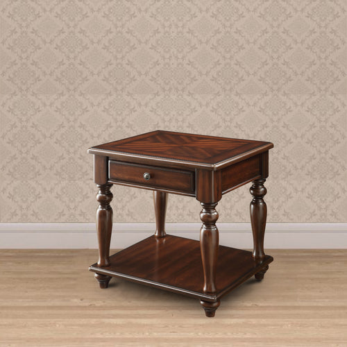 Arden End Table | 1 Drawer | Bottom Shelf | Walnut Brown