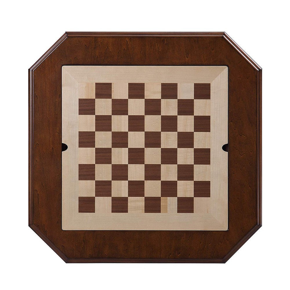 Wooden Game Table with Drawer and Reversible Game Tray Brown AMF-82847