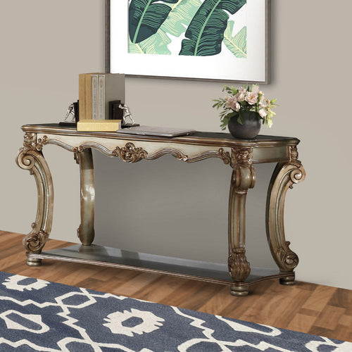 Wood Sofa Table | Bottom Shelf | Golden Brown