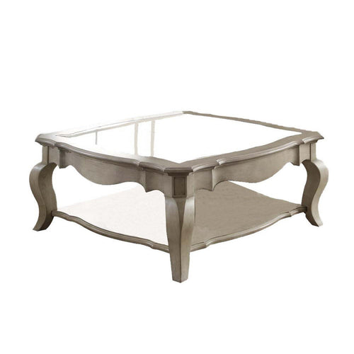 Charming Coffee Table | Brown | Clear Glass Top