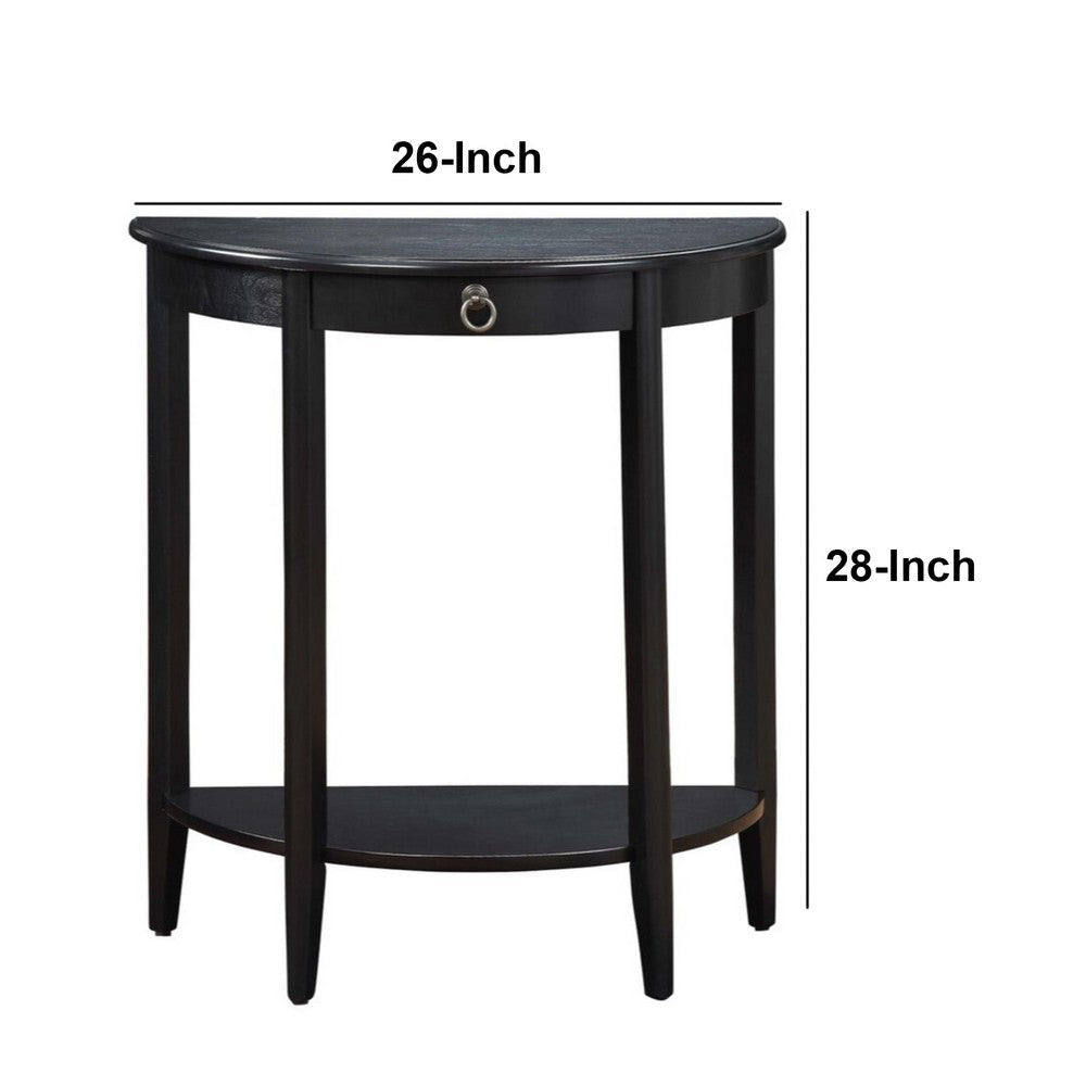 Half Moon Console Table | 1 Drawer | Black Finish AMF-90163