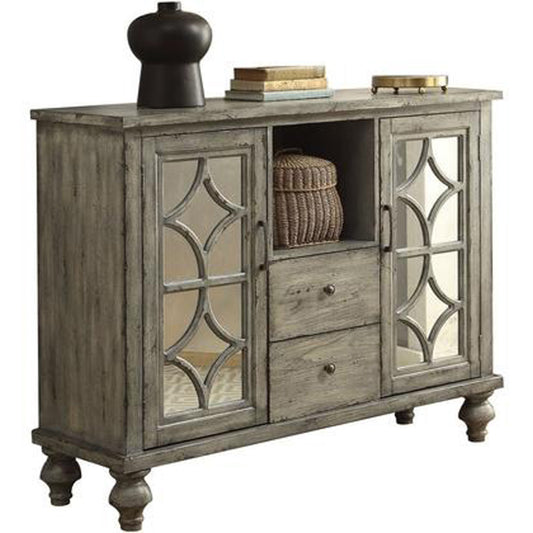 Velika Console Table With 2 Doors and 2 Drawers, Weathered Gray By Casagear Home