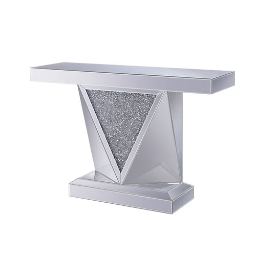 Console Table | Faux Crystals Inlay | Wood & Mirror | Clear