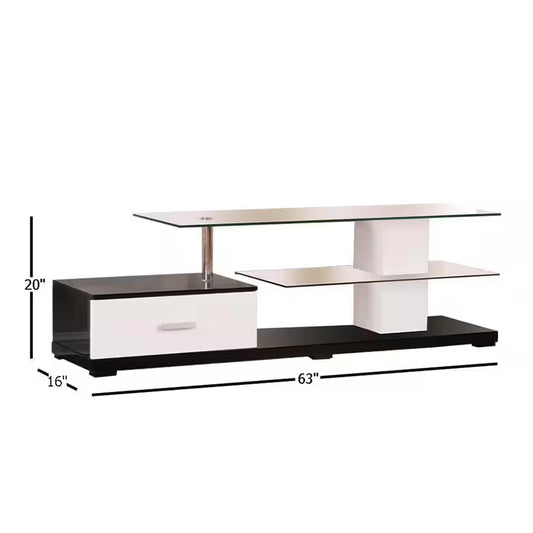 Affable TV Stand, White & Black By Casagear Home