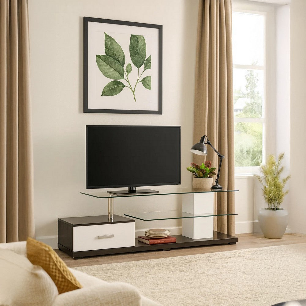 Affable TV Stand | White & Black Finish