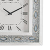 Square Shaped Wall Clock with Faux Agate Stones, Silver