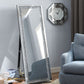 Faux Crystal Accented Wooden Floor Mirror, Clear and Silver By Casagear Home