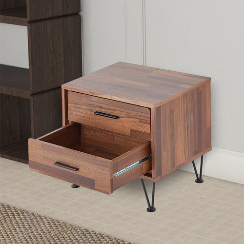 Nightstand | 2 Drawers | Contemporary Style | Deoss | Brown