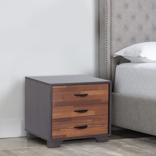 Nightstand | 3 Drawers | Rectangular | Eloy | Brown Finish
