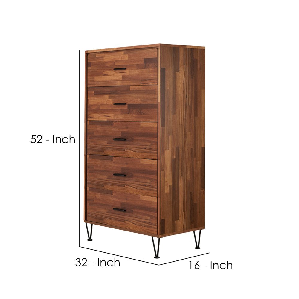 Enchanting Wooden Chest With 5 Drawers, Walnut Brown-ACME