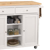 Wood Kitchen Cart, 2 Door Cabinet, Natural Brown, White By Casagear Home