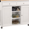 Wood Kitchen Cart, 2 Door Cabinet, Natural Brown, White By Casagear Home
