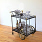 Metal Framed Serving Cart with Side Handle, Black and Gold By Casagear Home