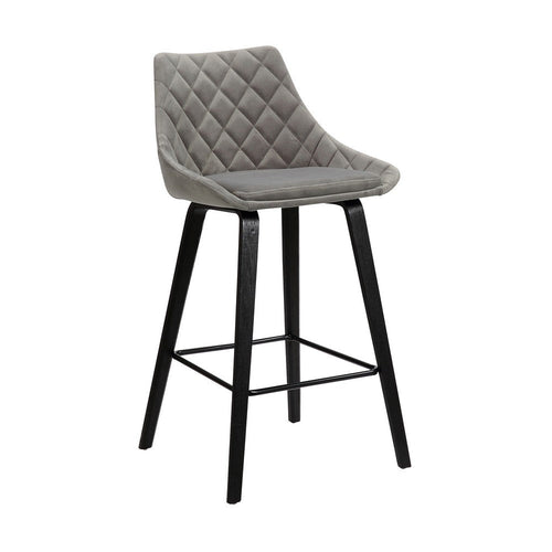 Dani Barstool | 26" | Gray Velvet | Swivel | Black Brushed Wood