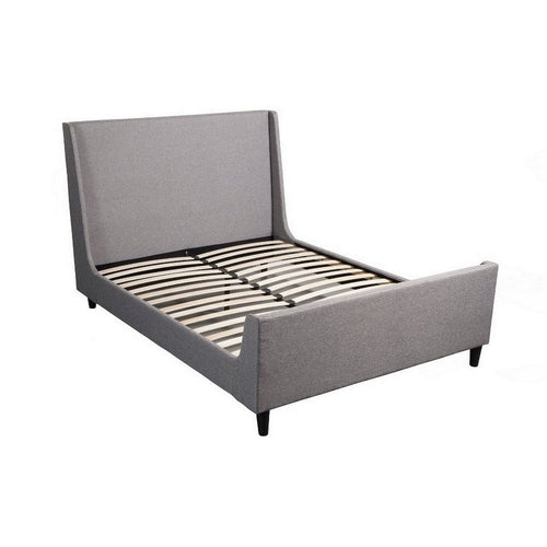 Poplar Wood Queen Size Upholstered Bed in Gray