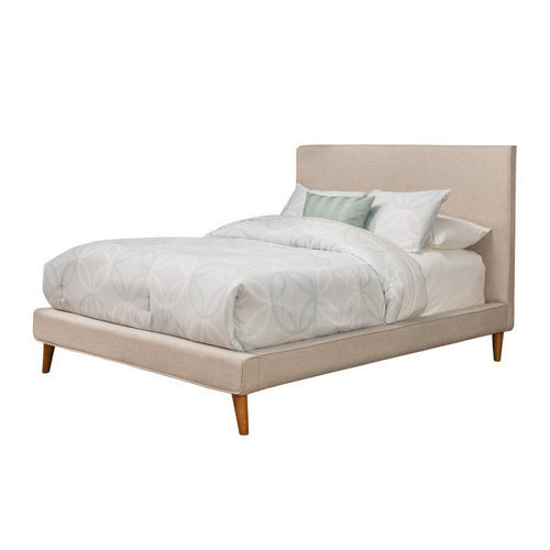 Poplar And Pine Wood Standard King Size Platform Bed, Beige