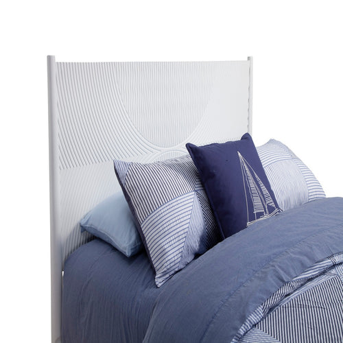 California King Size Wooden Panel Bed with Circular Accent Headboard, White