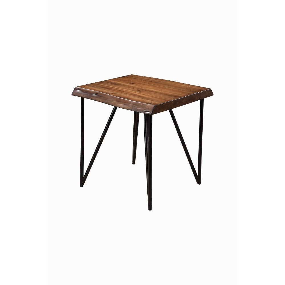 Solid Acacia Wood End/Lamp Table With Metal Legs Brown