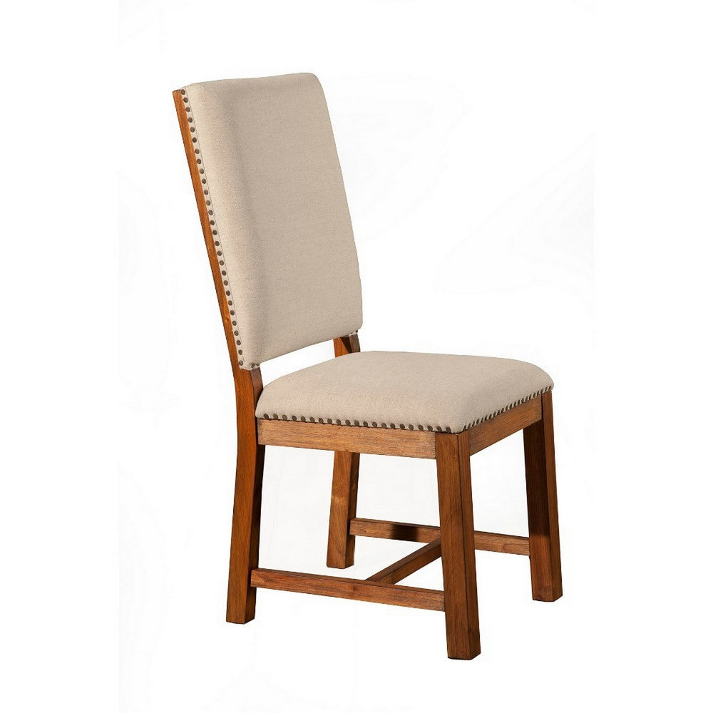 Chicly Upholstered Mahogany Wood Chairs, Brown (Set of 2)