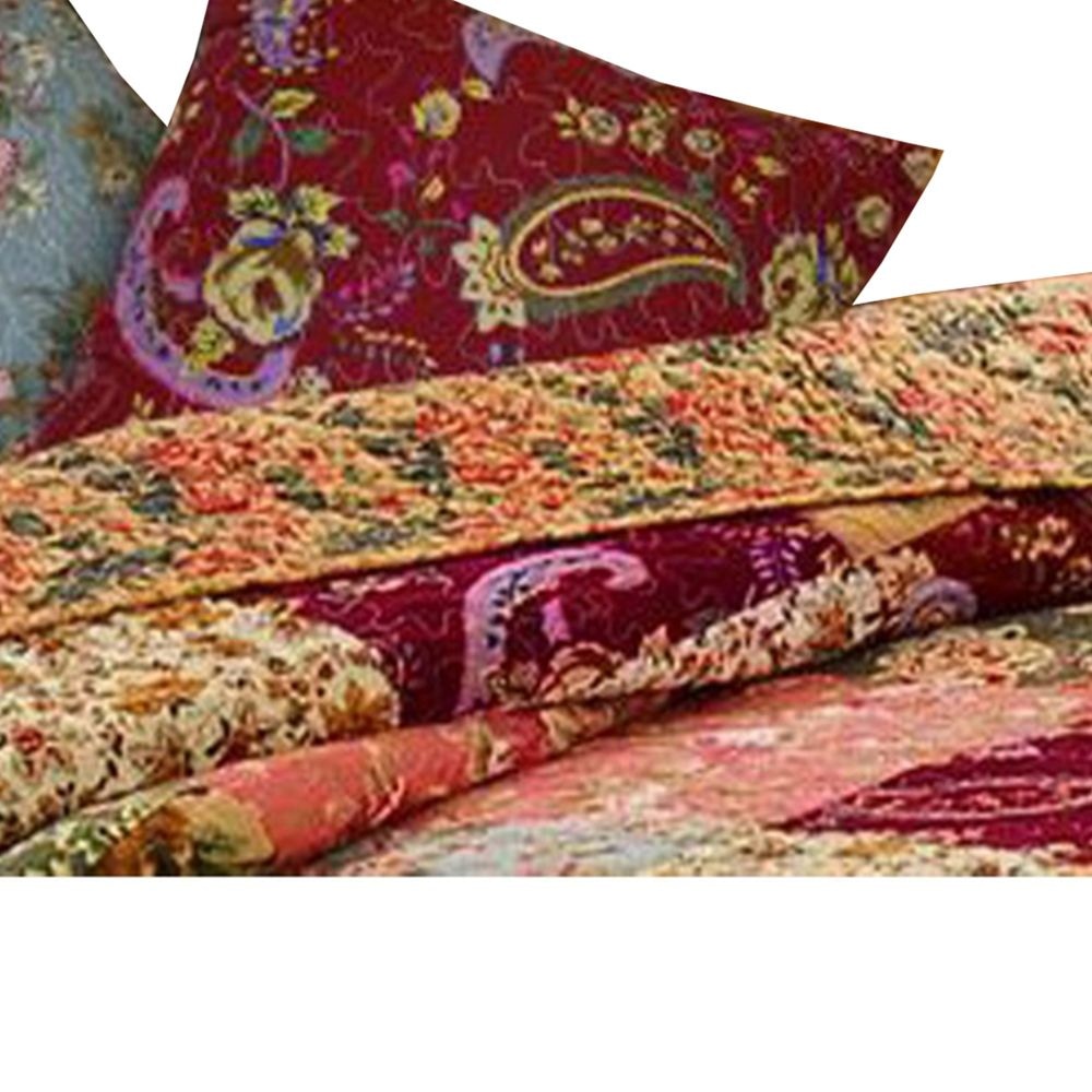 Kamet Fabric Decorative Pillow with Floral Prints Set of 2 Multicolor By Casagear Home BM14918